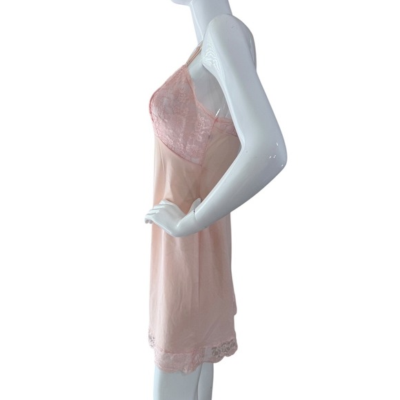 VTG Vanity Fair Powder Pink Slip Lace Dress Lingerie Pinup Boudoit - Picture 8 of 14